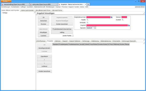 Angebotsmaske Angebotsmaske