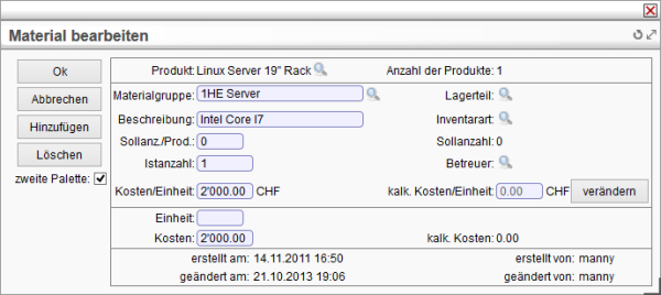 Materialplaunug der Aufträge Materialplaunug der Aufträge