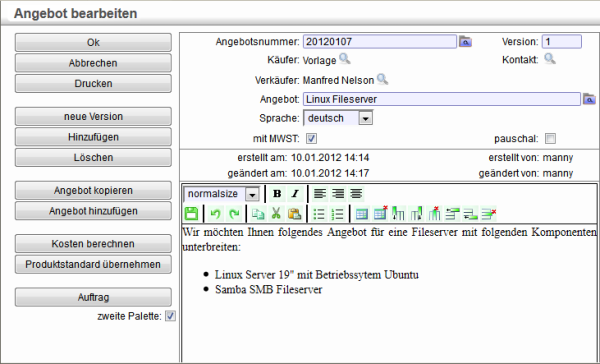 Anbebotsstamdaten Anbebotsstamdaten